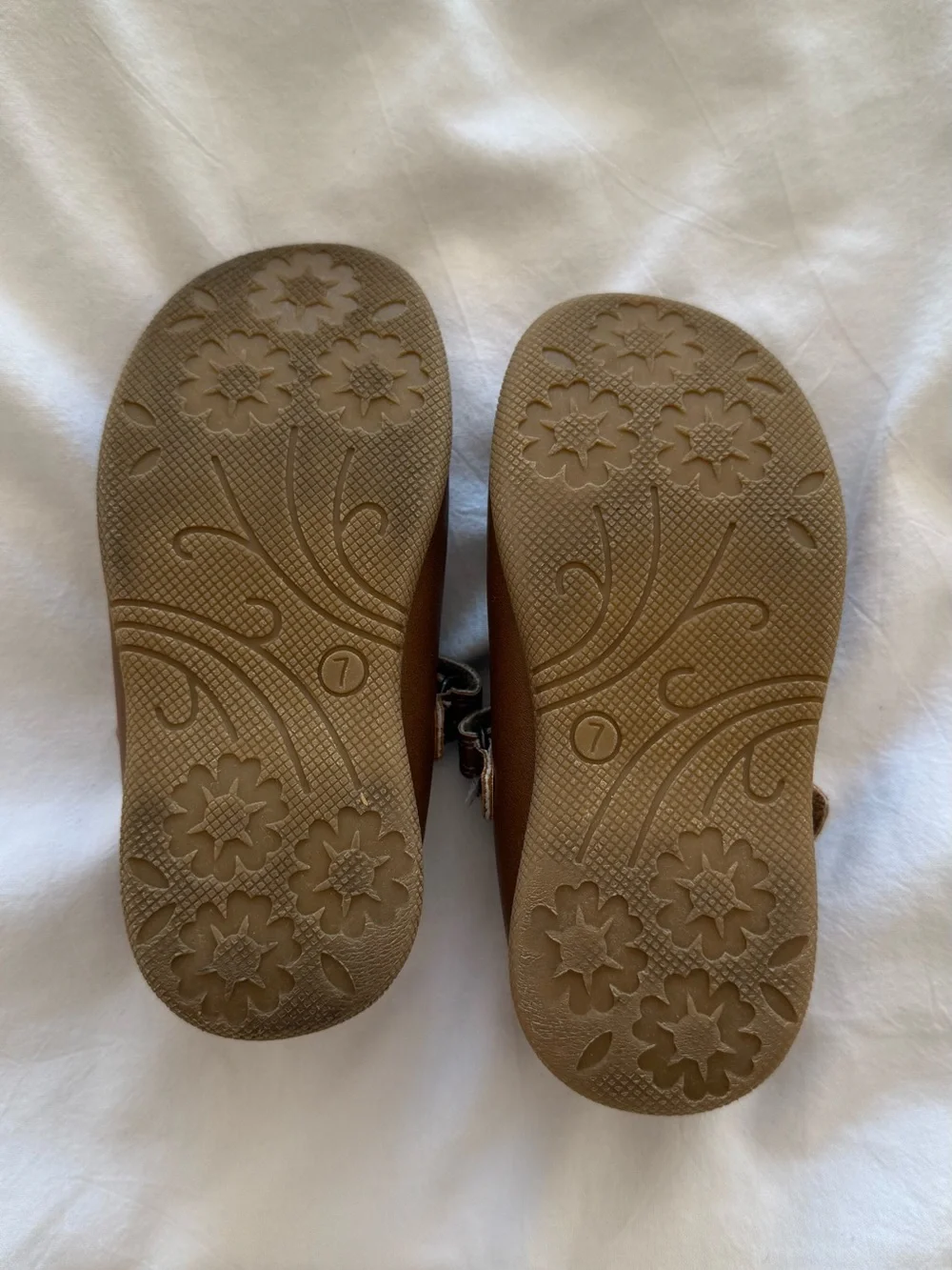Rachel Shoes Flower Mary Jane Flats Cognac Brown Toddler Size 7M
